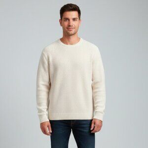 Goodthreads Men's 100% Cotton Fisherman's Cream Sweater Large